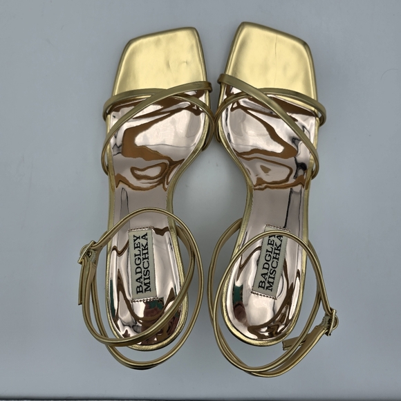 Badgley Mischka Callie Beaded Heel Sandals, Gold, Women's 7.5 - Picture 8 of 16